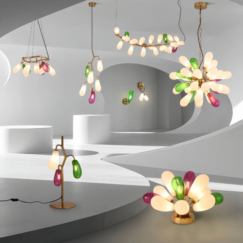 Home Bathroom Lighting Design - Nowoczesny żyrandol z kolorowego szkła w