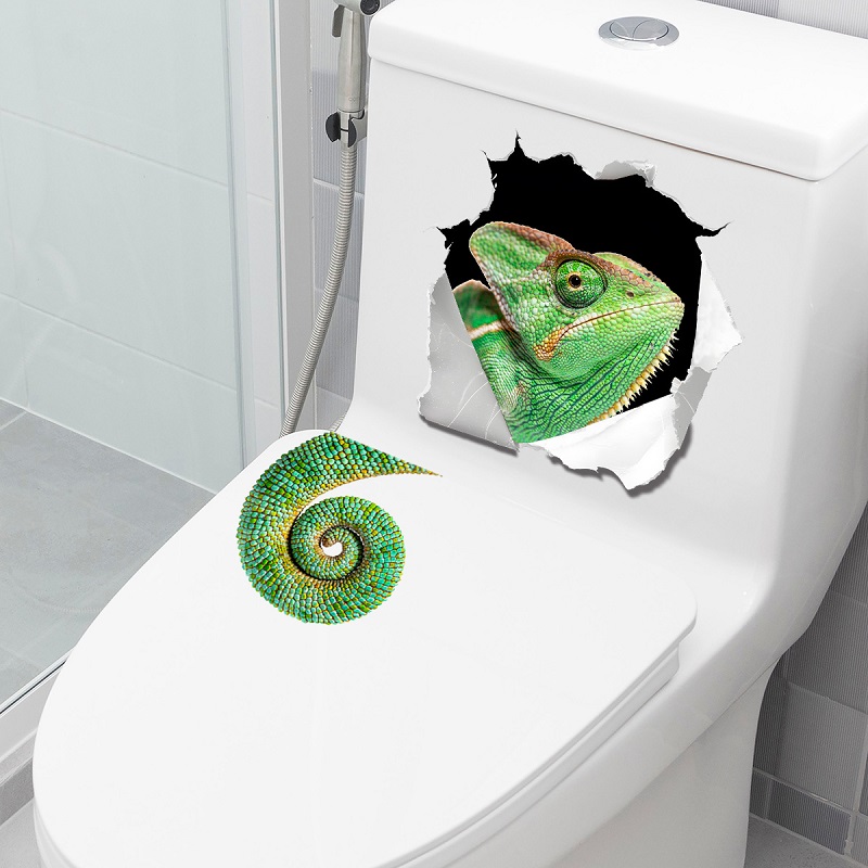 Home Bathroom Break - Zabawna naklejka na ścianę z jaszczurką,
